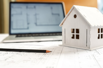 Architect blueprints and tools on architech's working place