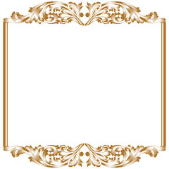 Golden vintage border frame engraving with retro ornament pattern in antique baroque style decorative design. Vector.