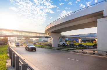 Highway interchange with bridge
