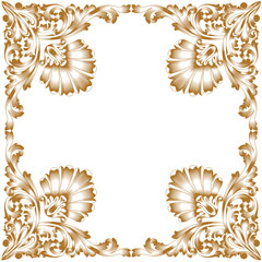 Golden vintage border frame engraving with retro ornament pattern in antique baroque style decorative design. Vector.