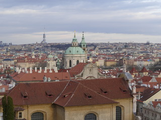 Naklejka na ściany i meble beautiful prague city center panorama