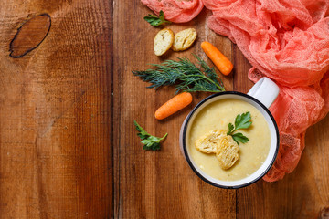 Vegetable soup puree in a mug