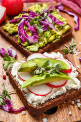 Toasts with Avocado and Vegetables
