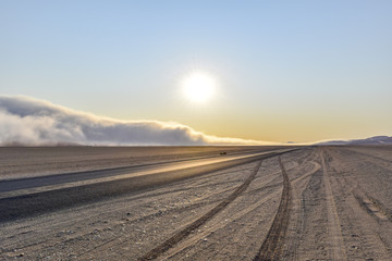 dirt road in Namibia at evening time