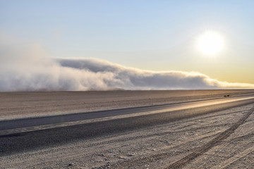 dirt road in Namibia at evening time