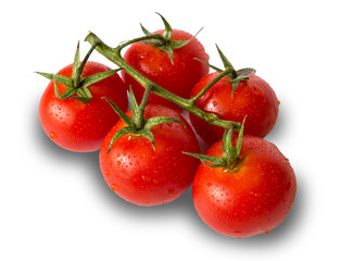 fresh tomatoes isolated on white background with shadow