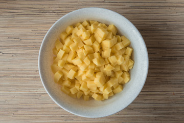 Sliced potatoes / Sliced potatoes in white plate