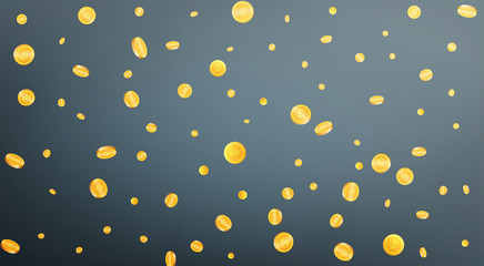 Gold coins background. Flying coins in different shapes