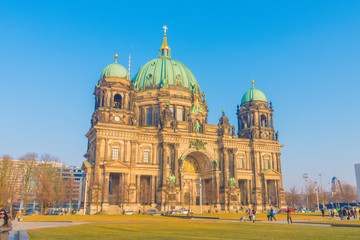 Fototapeta na wymiar Beautiful view of historic Berlin Cathedral (Berliner Dom) at famous Museumsinsel (Museum Island)