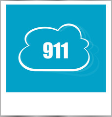 911 word business concept, photo frame isolated on white