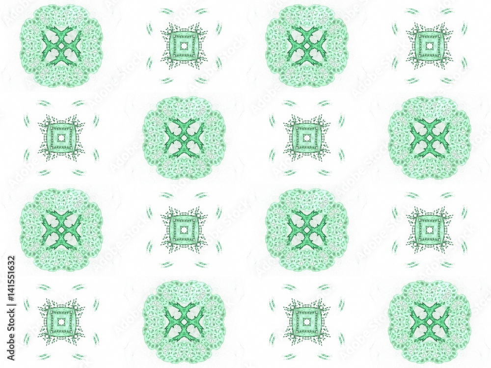 Fototapete seamless texture with 3d rendering abstract fractal green pattern