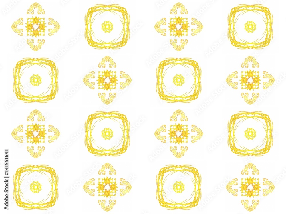 Fototapete seamless texture with 3d rendering abstract fractal yellow pattern