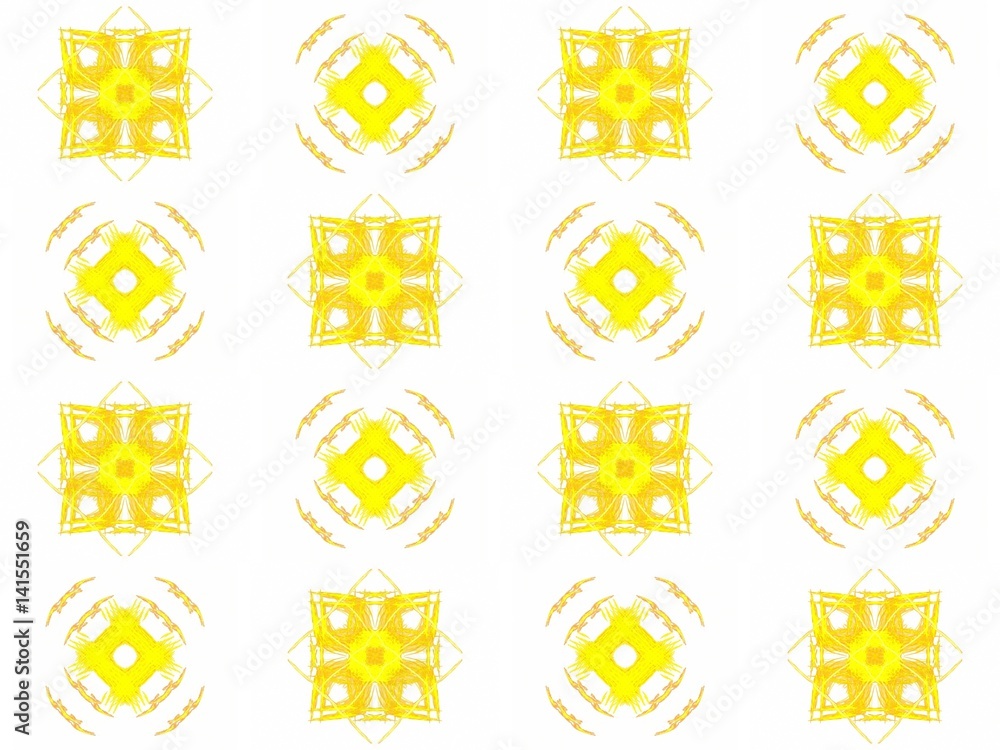 Fototapete seamless texture with 3d rendering abstract fractal yellow pattern