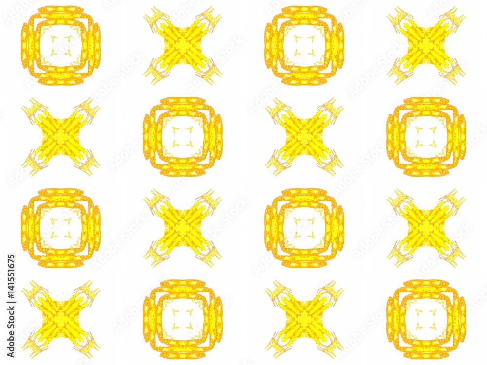 Fototapete seamless texture with 3d rendering abstract fractal yellow pattern