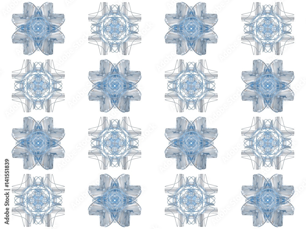 Fototapete Seamless texture with 3D rendering abstract fractal blue pattern