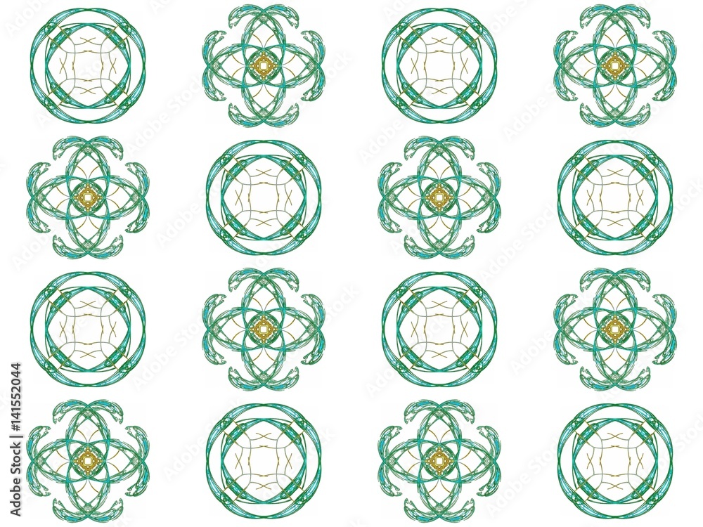 Fototapete seamless texture with 3d rendering abstract fractal green pattern