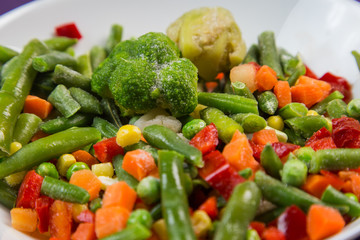 Frozen vegetables mix on the plate