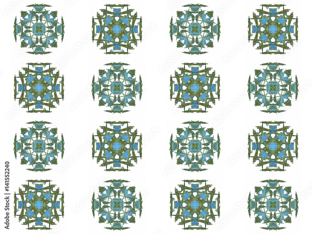 Poster seamless texture with 3d rendering abstract fractal green pattern