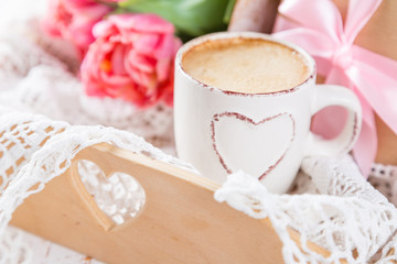 Mother's day card with coffee, present