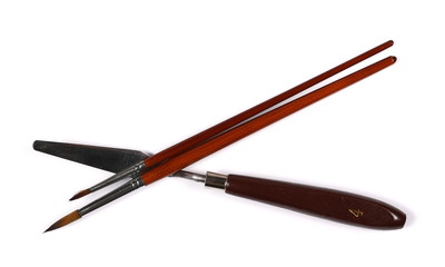 Paintbrush isolated on white background, top view

