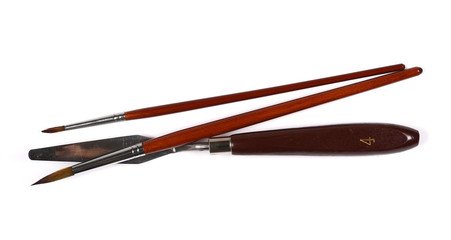 Paintbrush isolated on white background, top view

