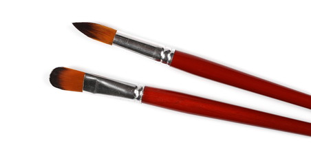 Paintbrush isolated on white background, top view

