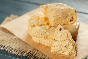 traditional eastern desserts on wooden background