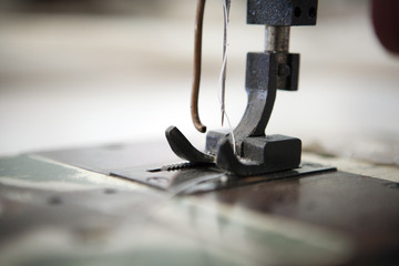 Close up of sewing machinery