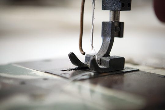 Close up of sewing machinery