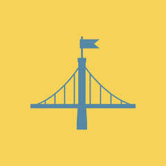 metal bridge with flag