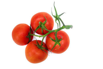 bunch of red tomatoes isolated on a white background.ingredient.top view