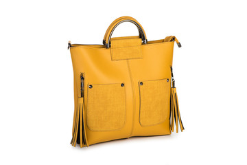 Yellow Elegant women bag isolated over white background