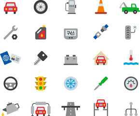 CAR REPAIR SHOP & GARAGE colored flat icons pack
