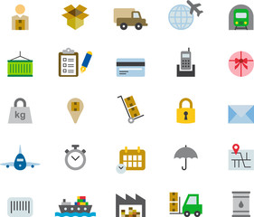 TRANSPORTATION colored flat icons pack