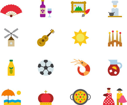 SPAIN colored flat icons pack