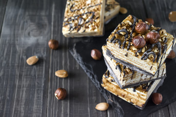 Homemade cake with nuts and chocolate