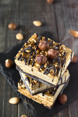 Homemade cake with nuts and chocolate