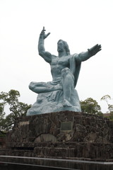 peace statue in peace park, Nagasaki, Japan