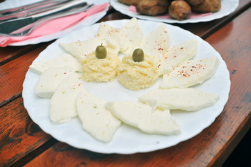 cheez on white plate