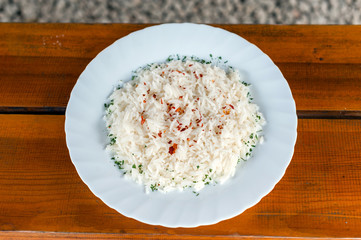rice on with plate