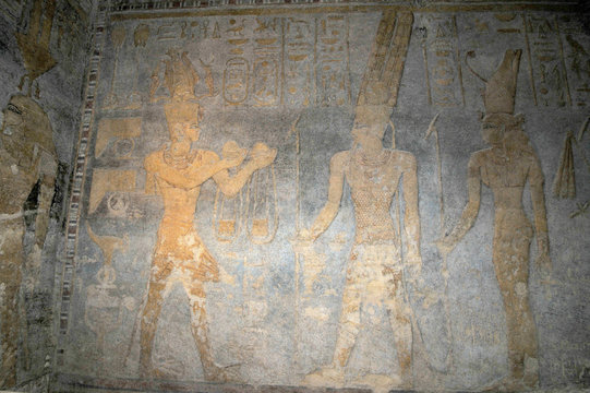 Paintings inside the Hathor temple  of the Jebel Barkal mountain.
