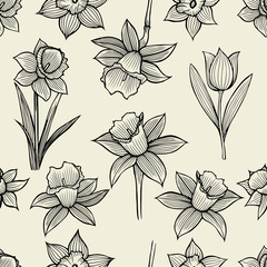 hand drawn spring flowers
