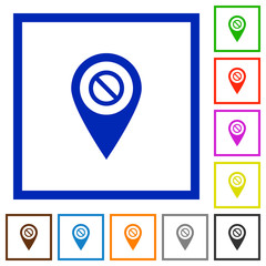 Disabled GPS map location flat framed icons