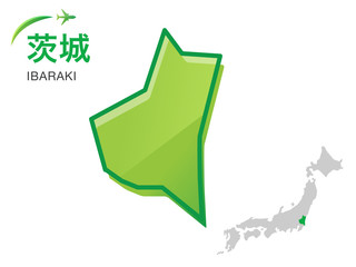 茨城県の地図：イラスト素材