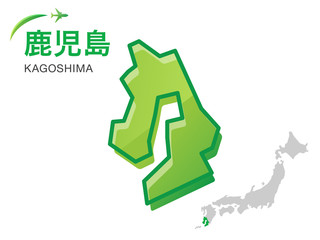 鹿児島県の地図：イラスト素材