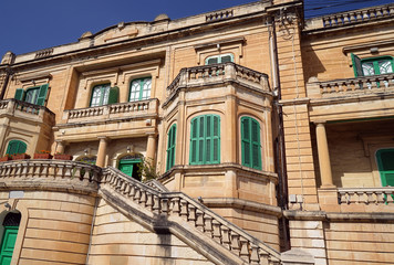 Facade of a classical villa on the Malta