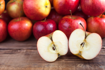 Naklejka na ściany i meble apples on wood table