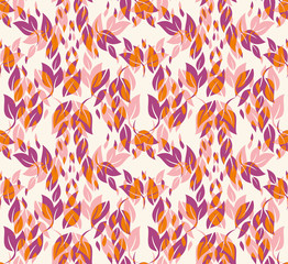 Seamless pattern leaves. Flat vector template.