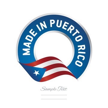 Made in Puerto Rico flag blue color label logo icon