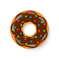 Donut, begel with cream. Cookies,cookie cake. Sweet dessert. with sugar,caramel. Tasty breakfast. Cooking. Cafateria food, snack. Coffee shop.Vector illustration.